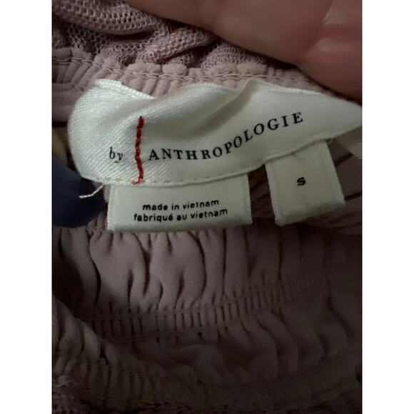 Anthropologie Womens Smocked Tie Strap Tank Top Rose Cami Blouse Size Small - Picture 8 of 10